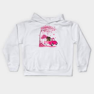 Valentine's Day Love Pickup Truck Yorkipoo Kids Hoodie